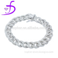 Factory direct sale micro pave setting 925 Silver Cuban Link Bracelet